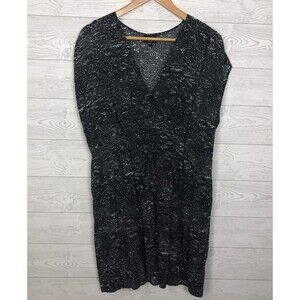 Mossimo Women's Printed V Neck Dress Cap Sleeve Black White Casual Size XXL